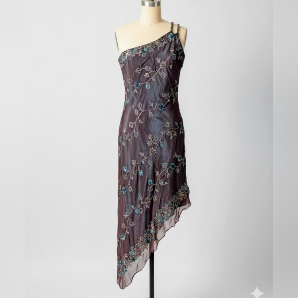 Vintage Scala‎ Whimsigoth Fairy Asymmetrical Beaded Formal Dress Prom